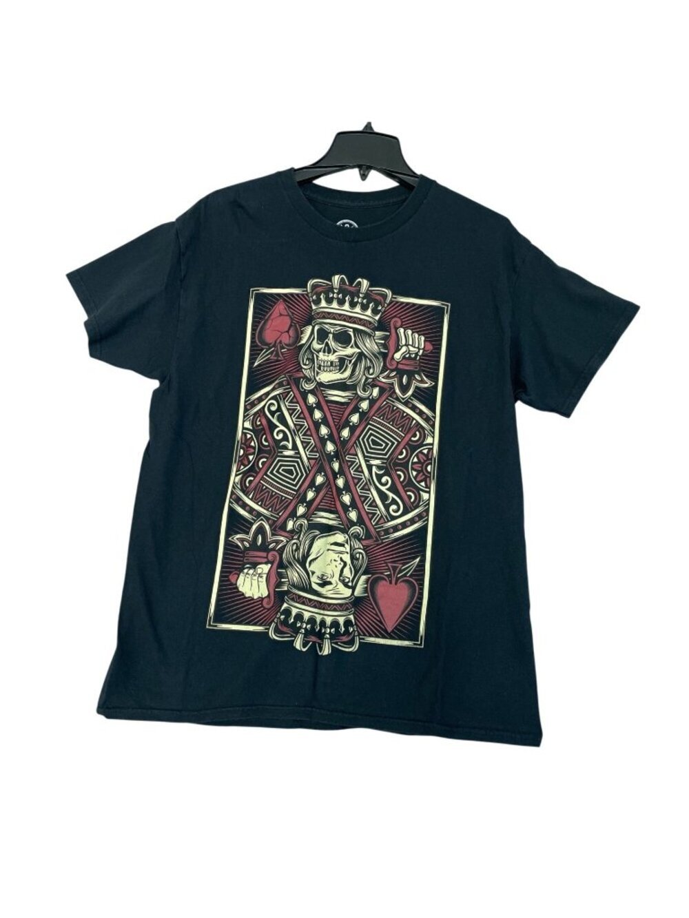 DOM Skeleton King Graphic T-Shirt  Men's L Black Cotton Casual Crew Neck F1375